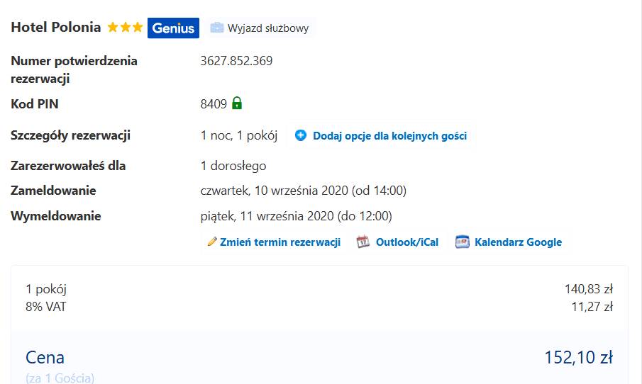 Rezerwacja pokoju przez internet w Hotelu Polonia w Ostrowie Wielkopolskim