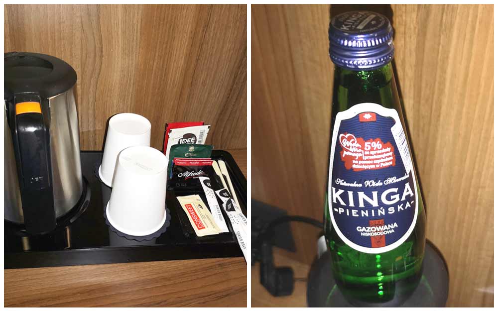Kącik kawowy i woda mineralna