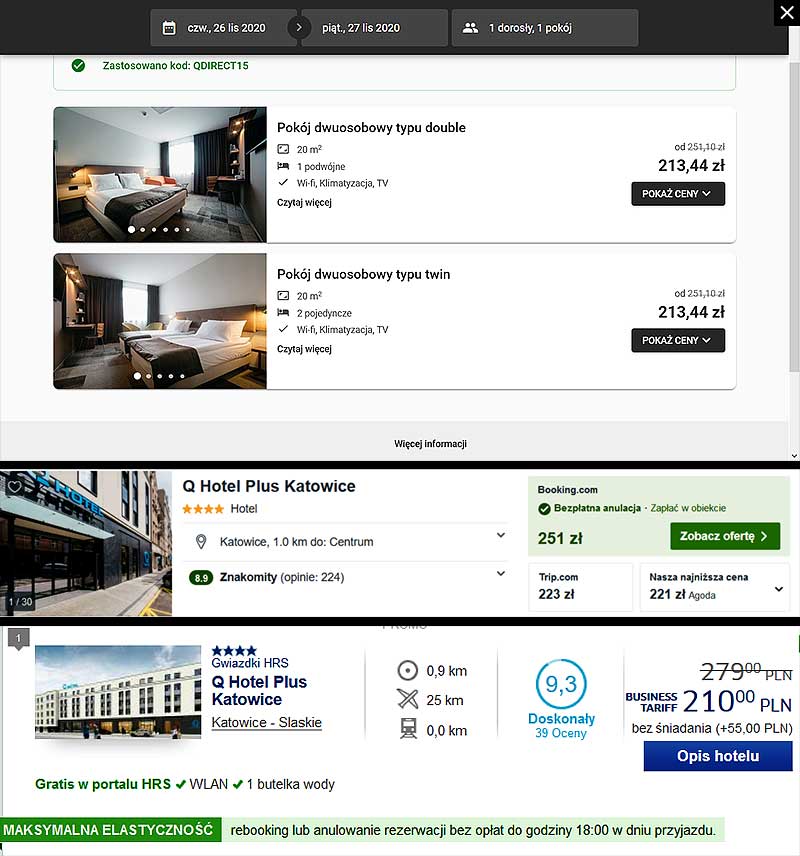 tani nocleg w Q Hotel Plus Katowice